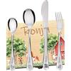 DEschenk Posate Bambini Personalizzate - Forchette Bambini In Acciaio Inox Con Nome Inciso - Diversi Motivi Disponibili (Fattoria)