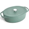Springlane Kitchen SPRINGLANE Cocotte con coperchio, Mint, ovale, 33 cm, 6,5 l, in ghisa, cottura a induzione