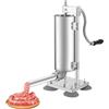 ROGONPDK Macchina per salsicce manuale da 3 l, verticale per salsicce, in acciaio inox, con 4 tubi in acciaio inox e tubi di plastica, ventose