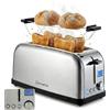 Sommertal ST1500 XXL Tostapane a fessura lunga 4 fette - Tostapane in acciaio inox con inserto per panino, display digitale con timer e indicatore di funzionamento residuo, 1500 W, 7 livelli, funzione