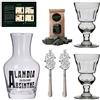 ALANDIA Assenzio Set di ALANDIA | Bicchieri Caraffa Cucchiai di Assenzio | Vetro Soffiato a Bocca | Design Classico del XIX Secolo