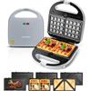 Aigostar Sandwich Maker/Grill/Waffle Maker 3 in 1. 750W, Piastre antiaderenti e rimovibili, con sistema automatico termostatico, Impugnatura Cool Touch, Design esclusivo, Grigio, Grace