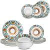 ARCA, Set 18 Piatti Coordinati Aurora in Porcellana Decorata, Servizio per 6 Persone, con Piatti Fondi, Piani e da Dessert, Moderni e Colorati, Lavabili in Lavastoviglie