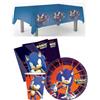 Dream' s Party Set 37 pz - Kit Coordinato tavola S O N I C PRIME riccio BLU - decoro buffet feste, compleanno, party per bambini - set in carta monouso - 8 piatti + 8 bicchieri +20 tovaglioli + 1 tovaglia