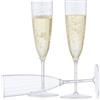 Decor Decorline - 48 x Bicchieri da Champagne in Plastica Riutilizzabili con Glitter Argento Calici Flute da Champagne per Matrimoni, Feste, 170 ml - Set di 48 - Glitter Argento