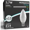 Eurocali 15 x Lampadine LED E14 3,7W Opaca 320 lumen - Forma: Candela - Luce Bianco Naturale 4000K - Fascio Luminoso 180°