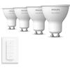 Philips Hue Pacchetto vantaggio - GU10 - con 4 Faretti LED - Luce bianca calda - Include Hue Interruttore Dimmer - Hue White