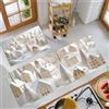 JEDTAKCT 2 Pezzi Tappetini Da Cucina, Tappetino Di Villaggio Invernale 3D, Tappeto Passatoia Cucina Lavabile Beige, Antiscivolo Durevole Zerbino Elegante Tema Natalizio Per Interni, 50X80+50X150Cm