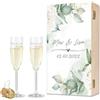 GRAVURZEILE Leonardo - Bicchieri da spumante con incisione - Wedding Love Design - Personalizzati con nome e data con scatola di legno - regalo per matrimonio, fidanzamento o anniversario - Colore: