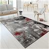 TT Home Tappeto Salotto Moderno Soggiorno Pelo Corto Moderno Motivo Astratto Colorato, Colore:grigio-rosso, Dimensione:160x230 cm