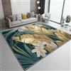 Generic Tappeto 120 X 170 Cm - Tropicale Orchidea Foglie Di Palma - Pelo Corto, Morbido E Confortevole In Flanella - Lavabile, Antiscivolo E Durevole - Per Salotto, Camera Da Letto - Verde Oro