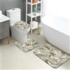Generic Set di tappetini da bagno mimetici, 3 pezzi, motivo neutro moderno, assorbente, antiscivolo, a forma di U, lavabile, in flanella ad asciugatura rapida per tutti i giorni