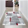 CARPETIA Tappeto Tappeto per corridoi Tappeto resistente con motivi grafici nelle eleganti tonalità del rosso e del grigio 80 x 140 cm