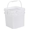 JISADER Secchio quadrato da 10 litri con maniglia e coperchio, facile da trasportare, contenitore multiuso per alimenti, per picnic all'aperto, costruzione, Bianco