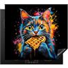 KitchenYeah© Copri Piano Cottura Coprifornelli Tappetino per Induzione | 57x51 cm - Fornello Tutto per la Cucina Gatto - Graffiti - Colore - Cialda - Cibo