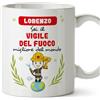 Mugffins Tazza Personalizzata in ceramica per VIGILE DEL FUOCO uomo 11 oz / 350 ml - In italiano - Sei migliore del mondo - Idea regalo per compleanno, anniversario, natale, laurea