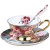 GLEAVI Set Tazza Caffè Ceramica 220ml e Cucchiaino con Piattino | Stile Europeo, Bordo Dorato, Completo, Bocca Liscia e Arrotondata, per Tè e Acqua