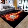 PEIHUODAN Tappeto per Soggiorno con Musica Fiamma Teschio Rock Chitarra Tappeto per Camera da Letto da Uomo Decorazione Antiscivolo Tappetino per Yoga Rettangolare Colore 1 160x200 cm