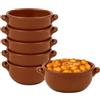 Virsus 6 Tegamini Coccio Monoporzione, Misura 14x6 cm, Terrine adatti al Forno, Ciotole in Terracotta con maniglie, per Gnocchi, Fusilli, Lasagne, Parmigiana, Pasta al Forno, Made in Italy