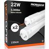 Eurocali Tubo LED 150cm 22W in Policarbonato - Alta Efficienza 3300 lumen - Fascio Ampio 320° - Luce Naturale 4000K - Pacco da 2