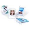 Zeroupshop Cornice per foto in acrilico trasparente con blocchi magnetici, 10 x 7 cm, supporto per foto da tavolo, espositore a doppia faccia per mini foto, decorazione per casa e ufficio