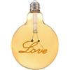 GASIASHOP SRL UNIVERSO G125-LOVE LAMPADINA E27 FILAMENTO LED SCRITTA LOVE 4W GLOBO G125 VETRO AMBRATO 2500K