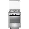 De'Longhi PEMX64LSG - Cucina a gas con forno elettrico, 4 fuochi, inox, 60x60 cm