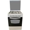 LAREL Lar.el Cucina LAREL Bianca 60x60 4 fuochi con Forno a Gas metano o GPL, Grill Elettrico e Coperchio in Vetro