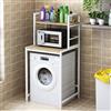 Nordivo Supporto lavatrice Asciugatrice per Regolabilein Altezza,mobiletto sopra lavatrice,Tamburo Lavastoviglie Ripiano Di Stoccaggio,per Bagno, Cucina, Balcone, Lavanderia(White/brown,43.3in/110CM)