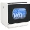 HOMCOM Mini lavastoviglie, lavastoviglie da tavolo, 5 programmi, doppia alimentazione dell'acqua e modalità di lavaggio della frutta, serbatoio dell'acqua da 6 L, comandi a sfioramento, display LED,