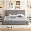 FOERPL Letto imbottito 160x200 cm con apertura idraulica e 2 cassetti, letto matrimoniale canapé 160x200 con testiera e rete, velluto (senza materasso)