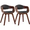 CLP Set 2 sedie Kingston ergonomiche, schienale imbottito, similpelle e legno, portata max 150 kg, Colore:noce/nero