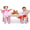 RELAX4LIFE Tavolino Bambini con 2 Sedie in PP Atossico, Max 50kg (Rosa)