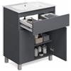 paplinskimoebel - Lavabo ARIZA con mobile largo 60 cm, Lavabo con mobile a 2 ante, Set di mobili da bagno - Grigio opaco