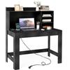 COSTWAY Scrivania per Computer con Libreria, Scrivania Salvaspazio in Legno con Stazione di Ricarica e Foro per Cavi, Scrittoio Moderno per Ufficio, Soggiorno e Studio, 108 x 60 x 125 cm (Nero)