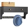 SoBuy Portachiavi da parete, Appendichiavi, Appendiabiti, Mensola da bagno, Nero, 60x15x27 cm,FRG178-SCH, IT