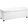 Corium Cassapanca con Seduta Imbottita Ottomana Contenitore Apertura a Ribalta Panca Pouf per Camera da Letto Soggiorno Ingresso 118 x 37 x 43 cm Similpelle Bianco