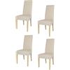 t m c s Tommychairs - Set 4 sedie modello Chiara per cucina bar e sala da pranzo, struttura in legno di faggio verniciata naturale, seduta e schienale imbottiti e rivestiti in tessuto avorio