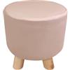 MiaSuite Poggiapiedi Pouf circolare alto 27 cm - Rosa - Pelle Scamosciata Impermeabile, Piedi in Legno Massello di Qualità.