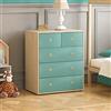 Junior Vida Neptune Cassettiera con 5 Cassetti, per Camera da Letto e Bambini (Blu e Rovere), Altezza 76 x Larghezza 64.5 x Profondità 40 cm Circa
