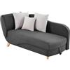 Vente-unique - Chaise longue letto con contenitore in Tessuto Antracite - Angolo a sinistra - PENELOPE