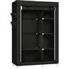 LANTUS Armadio Guardaroba Con Barre Porta Abiti,Organizzatore Portascarpe Mobiletto Bagno Ingresso, Armadio in Tessuto Pieghevole Guardaroba in Tessuto,105 * 45 * 170 cm - Nero puro