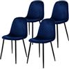 ML DESIGN modern living ML-Design Set di 4 Sedie per Sala da Pranzo Rivestimento in Velluto Blu Scuro Poltroncine da Cucina con Schienale e Gambe in Metallo Seduta Ergonomica Sedia per Soggiorno Salotto
