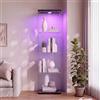 KSFASHZ Vetrina in Vetro a 4 ripiani, 1 Porta, Vetrine di Vetro con LED e Serratura,Vetrinetta Espositiva a Colonna Vetrina Soggiorno con LED Vetrinetta in vetro per Soggiorno 164×42.5×36.5cm
