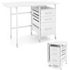 COSTWAY Scrivania Salvaspazio con 3 Cassetti e Ruote Bloccabili, Scrivania Porta PC Pieghevole con Struttura in Metallo per Studio e Ufficio, 105 x 50 x 75 cm, Portata 100 kg (Bianco)