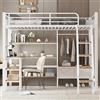 Arhatreya Letto a soppalco 90 x 200 cm, culla con scatole di immagazzinaggio in tessuto, letto in ferro con scrivania, letto in metallo con scaffalatura, letto per bambini (senza materasso)