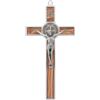 SHALOM - Crocifisso San Benedetto in Legno D'ulivo E Metallo. Altezza 20 Cm