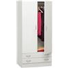 Composad | Armadio della Linea FACILE con 2 Ante e 2 Cassetti, Armadio con Ante, Camera da Letto, (LxAxP) 81,90x184,40x46,30 cm, Colore Bianco, Made in Italy