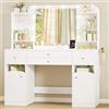 Hzuaneri Toeletta Trucco con Luce LED, con Presa e Porta Asciugacapelli, Ampio Piano D'appoggio 108cm, Toeletta con 2 Cassetti Grandi con Contenitore per Gioielli, 2 Armadietti, 40x108x144 cm Bianco