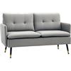 HOMCOM Divano a 2 posti, moderno, divano da soggiorno, rivestito in poliestere, con 4 cuscini, braccioli e gambe in acciaio, per camera da letto, ufficio, carico 240 kg, 139 x 68 x 80 cm, grigio